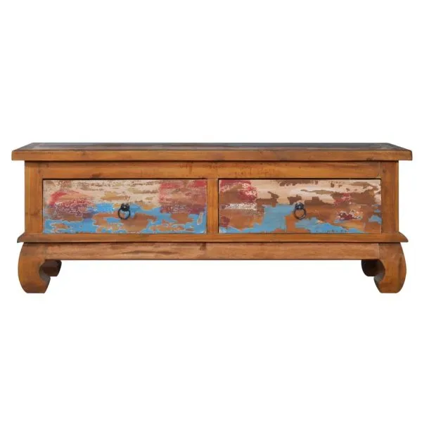 Comodă TV, 110 x 35 x 40 cm, lemn reciclat de tec