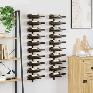 Suporturi sticle de vin de perete 20 sticle 2 buc. negru metal