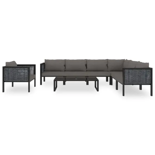 Set mobilier de grădină cu perne, 8 piese, antracit, poliratan