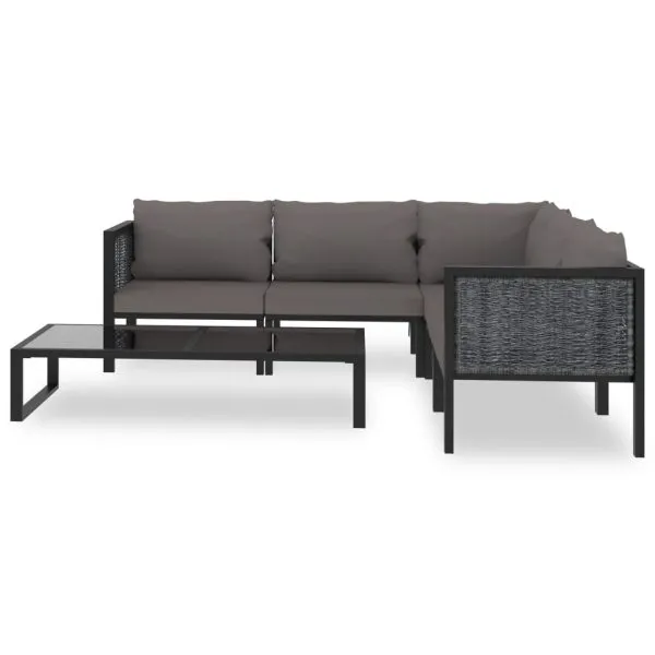 Set mobilier de grădină cu perne, 6 piese, antracit, poliratan