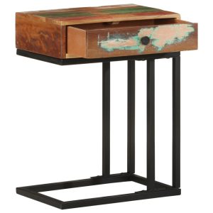 Masă laterală formă U, 45 x 30 x 61 cm, lemn masiv reciclat