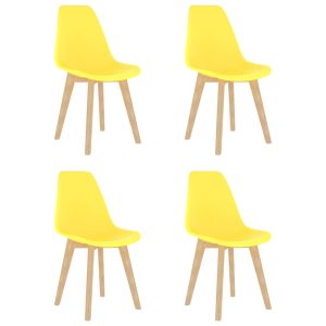 Scaune de bucătărie, 4 buc., galben, plastic