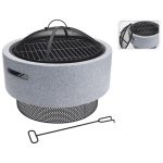ProGarden Vatră de foc, suport grătar rotund, gri deschis, 52×18,5 cm