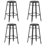 Scaune de bar, 4 buc., negru, plastic
