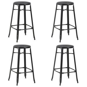 Scaune de bar, 4 buc., negru, plastic