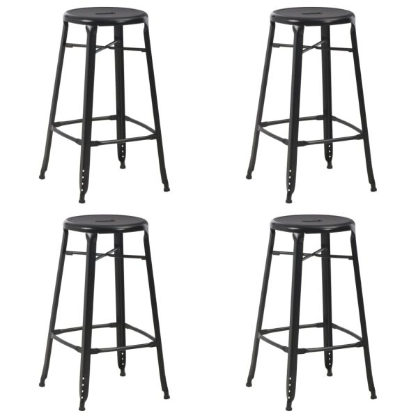 Scaune de bar, 4 buc., negru, plastic