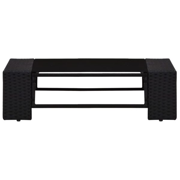 Set mobilier de grădină, 8 piese, negru, poliratan