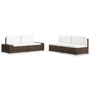 Set mobilier de grădină, 4 piese, maro, poliratan