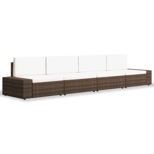 Set mobilier de grădină, 4 piese, maro, poliratan