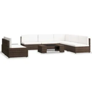 Set mobilier de grădină, 7 piese, maro, poliratan
