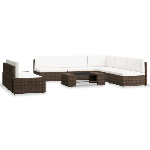 Set mobilier de grădină, 7 piese, maro, poliratan