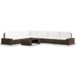 Set mobilier de grădină, 7 piese, maro, poliratan