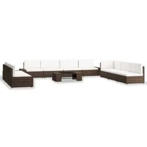Set mobilier de grădină, 10 piese, maro, poliratan