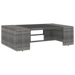 Set mobilier de grădină, 4 piese, gri, poliratan