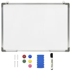 Tablă magnetică albă cu ștergere uscată 90×60 cm oțel