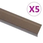 Profile trepte în formă de L, 5 buc., maro, 90 cm, aluminiu