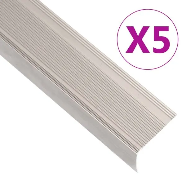 Profile trepte în formă de L, 5 buc. șampanie 90 cm aluminiu