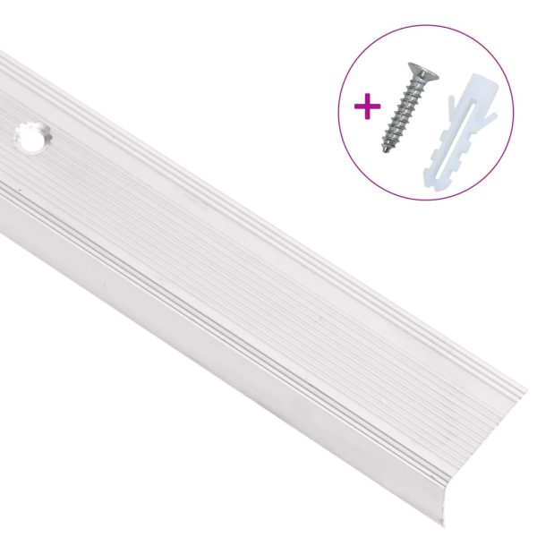 Profile trepte în formă de L, 10 buc, argintiu, 67 cm, aluminiu