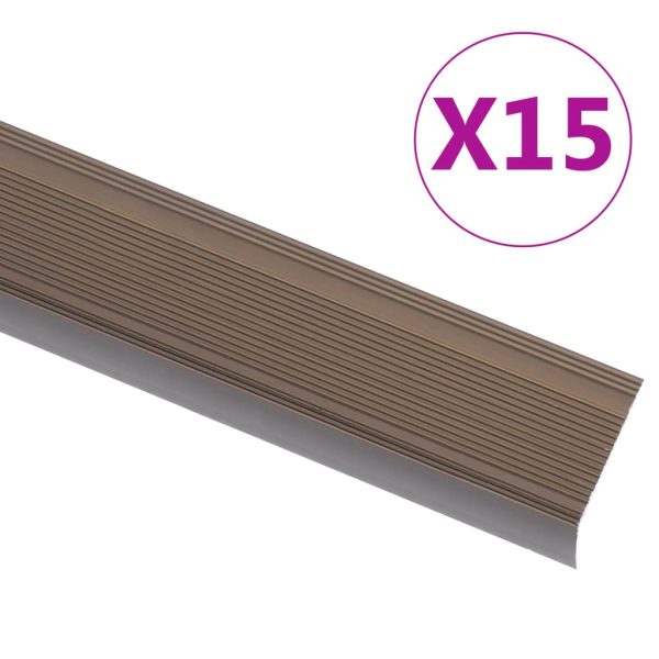 Profile trepte în formă de L, 15 buc., maro, 67 cm, aluminiu