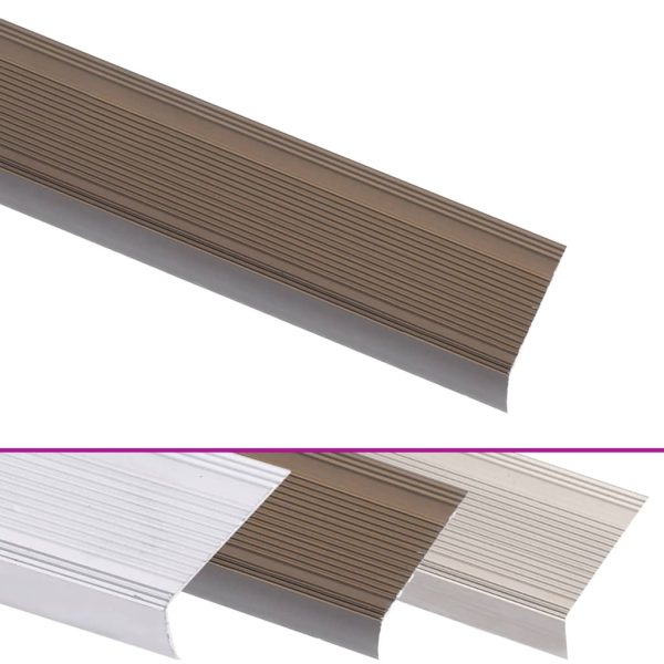 Profile trepte în formă de L, 15 buc., maro, 67 cm, aluminiu