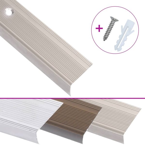 Profile trepte în formă de L, 10 buc. șampanie 67 cm aluminiu