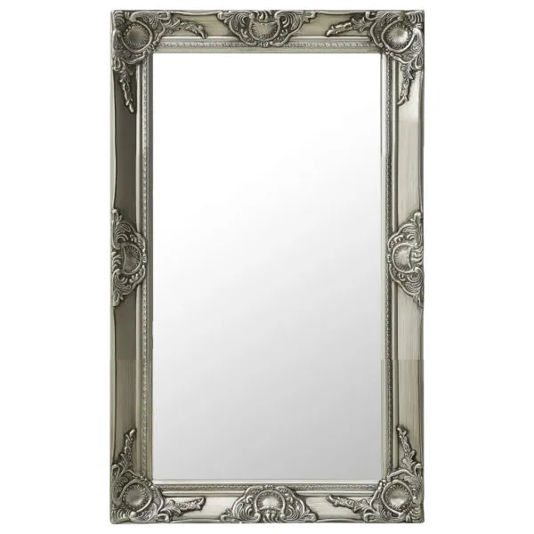 Oglindă de perete în stil baroc, argintiu, 50 x 80 cm