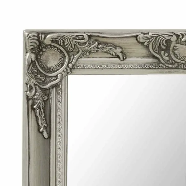 Oglindă de perete în stil baroc, argintiu, 50 x 80 cm