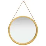 Oglindă de perete cu o curea, 60 cm, auriu