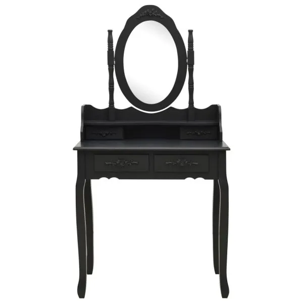 Set masă toaletă cu taburet negru 75x69x140 cm lemn paulownia