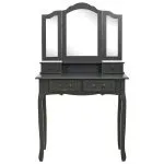 Set masă de toaletă cu taburet gri 80x69x141 cm lemn paulownia