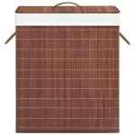 Coș de rufe din bambus cu 2 secțiuni, maro, 100 L