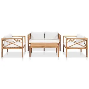 Set mobilier grădină cu perne, 4 piese, lemn masiv de tec