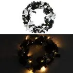 Coroniță de Crăciun cu becuri LED, negru, 60 cm, PVC
