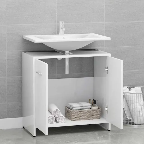 Dulap de baie, alb, 60x33x61 cm, lemn prelucrat