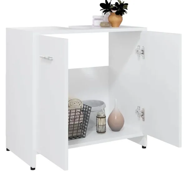 Dulap de baie, alb, 60x33x61 cm, lemn prelucrat