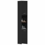 Dulap de baie, negru, 30x30x183,5 cm, lemn prelucrat