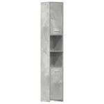 Dulap de baie, gri beton, 30x30x183,5 cm, lemn prelucrat