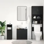 Dulap de baie, negru, 60x33x61 cm, lemn prelucrat