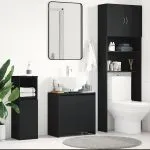 Dulap de baie, negru, 60x33x61 cm, lemn prelucrat
