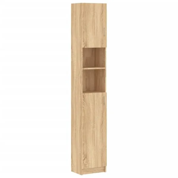 Dulap de baie, stejar Sonoma, 32×25,5×190 cm, lemn prelucrat
