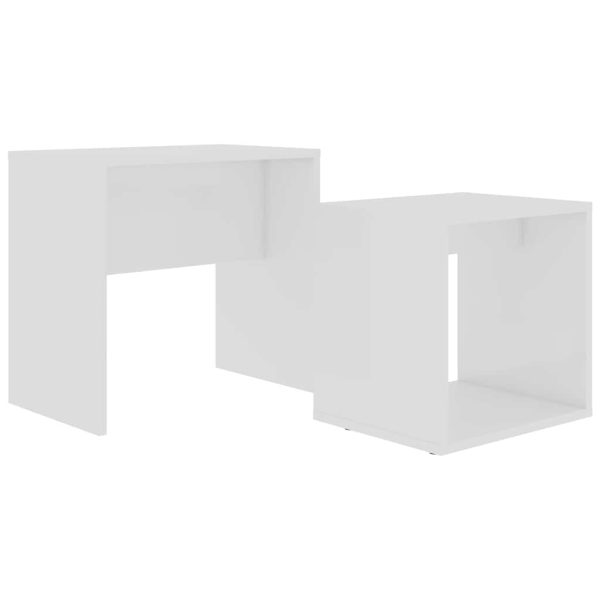 Set măsuțe de cafea, alb, 48x30x45 cm, lemn prelucrat