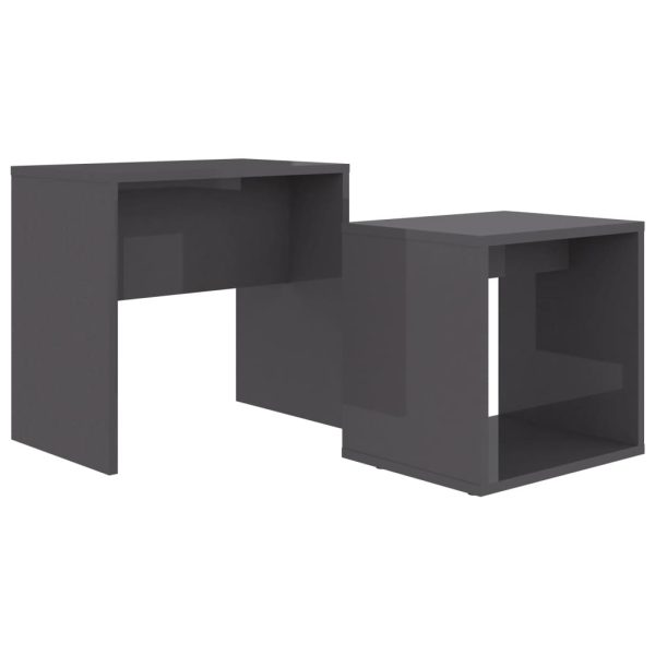 Set măsuțe de cafea gri extralucios 48x30x45 cm lemn prelucrat