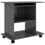 Birou de calculator, gri extralucios, 80 x 50 x 75 cm, PAL