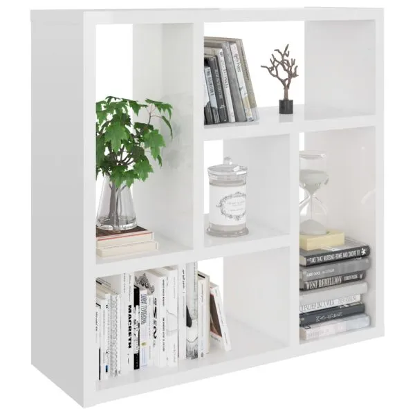 Raft de perete alb extralucios 45,1x16x45,1 cm lemn prelucrat