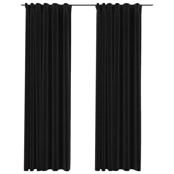 Draperii opace aspect in, cârlige, 2 buc., antracit, 140×225 cm