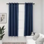 Perdele opace aspect pânză cu ocheți 2 buc. 140×175 cm albastru