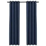 Perdele opace aspect pânză cu ocheți 2 buc albastru 140×245 cm