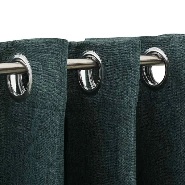Perdele opace aspect pânză cu ocheți 2 buc. verde 140×175 cm
