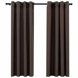 Perdele opace aspect pânză ocheți 2 buc. gri taupe 140×175 cm