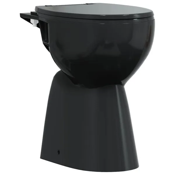 Vas WC fără ramă închidere silențioasă, + 7 cm, negru, ceramică